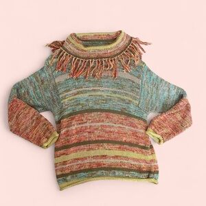 Multicolor Fringe Knit Sweater